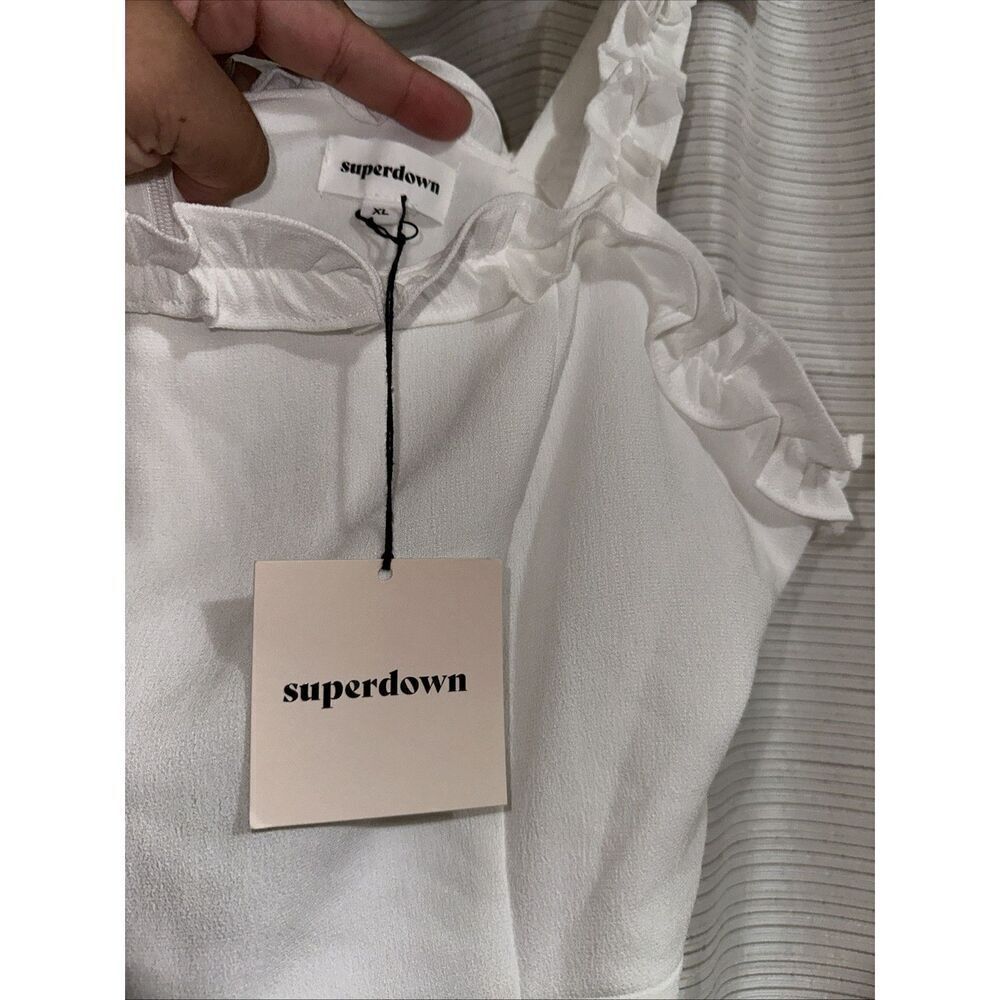 Superdown Arabella NWT White Ruffle Mini Dress Size XL - Picture 5 of 7